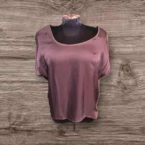 Michael Stars Scoop Neck Purple Cap Sleeve Top Mixed Media Size XS